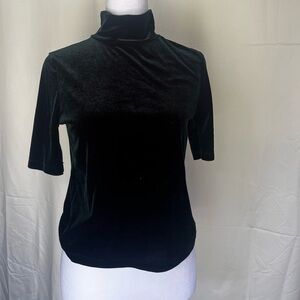Zara dark green velvet quarter sleeve turtle neck top